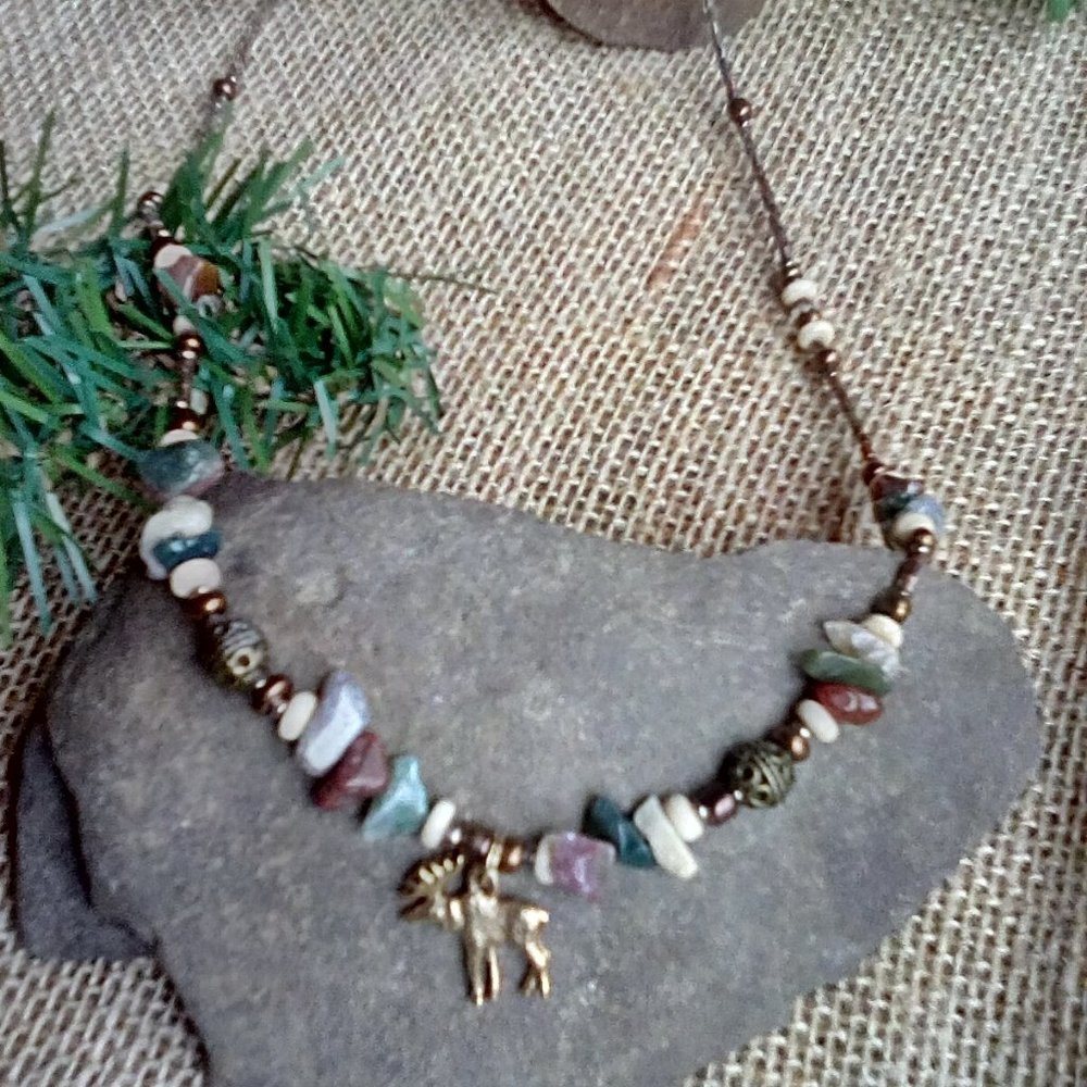 Women's or Men's Moose Pendant Necklace. 22 Inches Longs